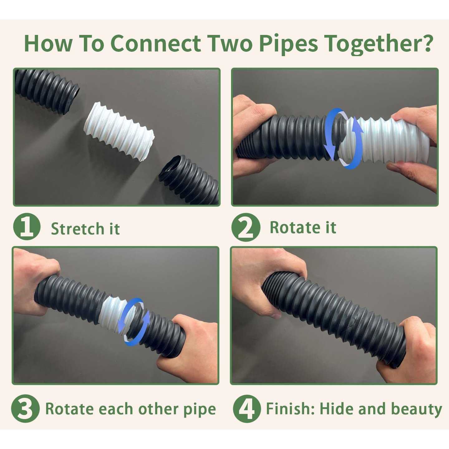 Extra 8 Ft Pipe with connector, 2 Inch Diameter, Use for NAACOO catch Basin's Other Side Drainage or Splicing Flexible Pipe Length - Image 5