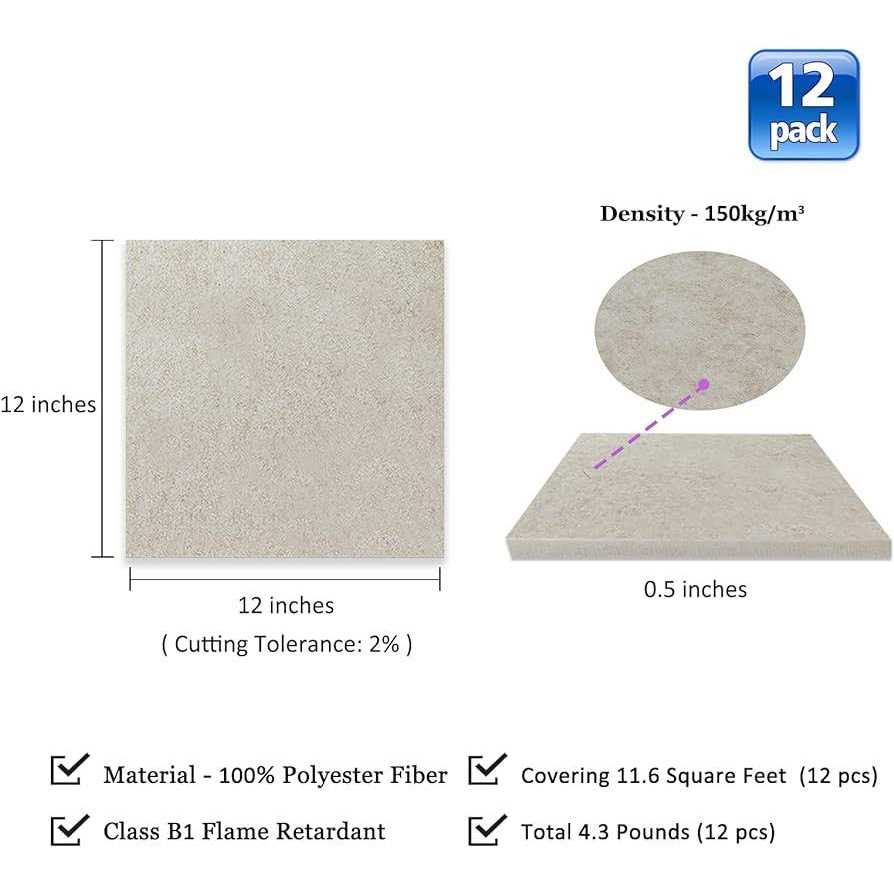 BXI Thickened Sound Absorbing Panels 12 Pack 12 x 12 x 0.5 Inches Dense Acoustic Panels - Image 5