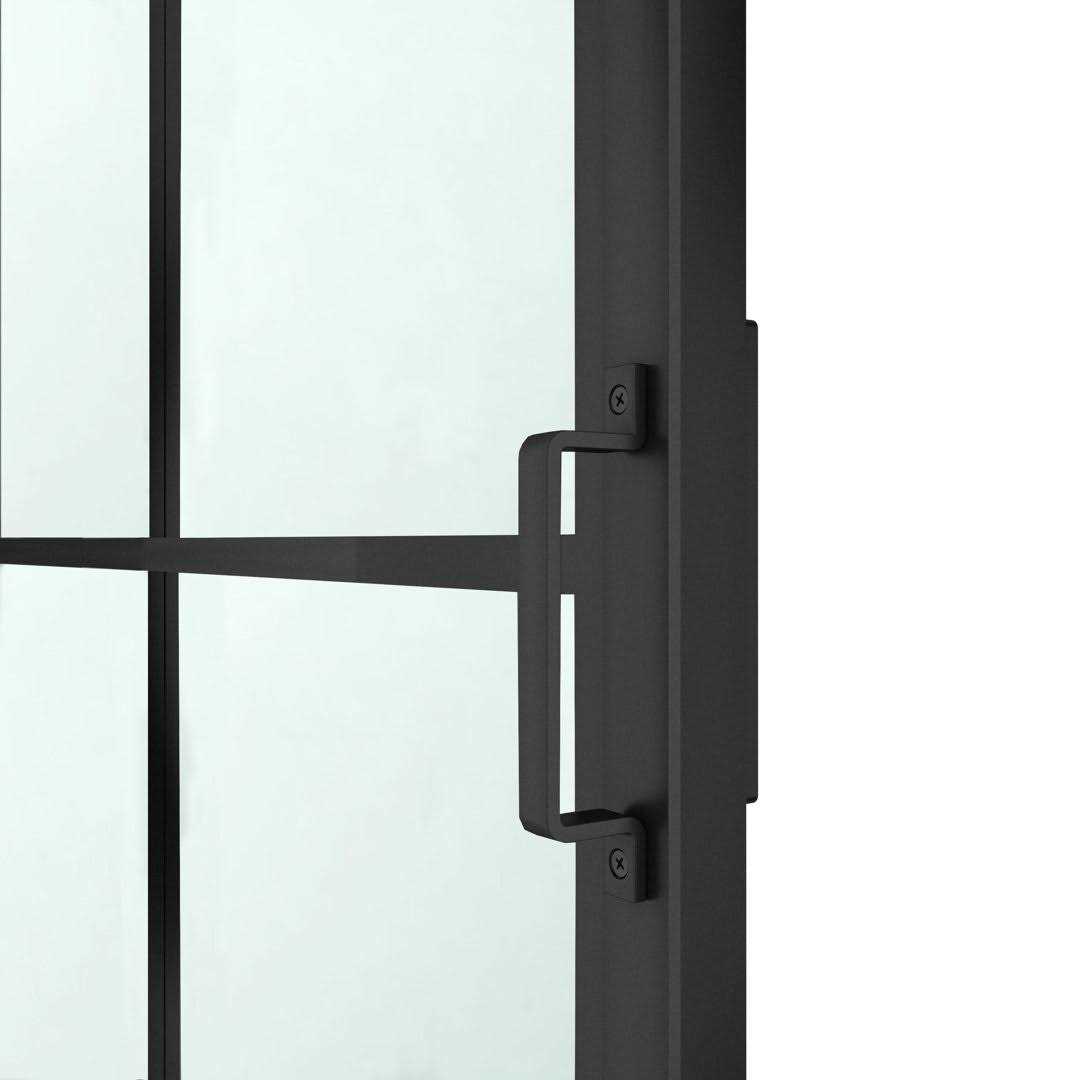 Glass and Metal Barn Door with Installation Hardware Kit Calhome
