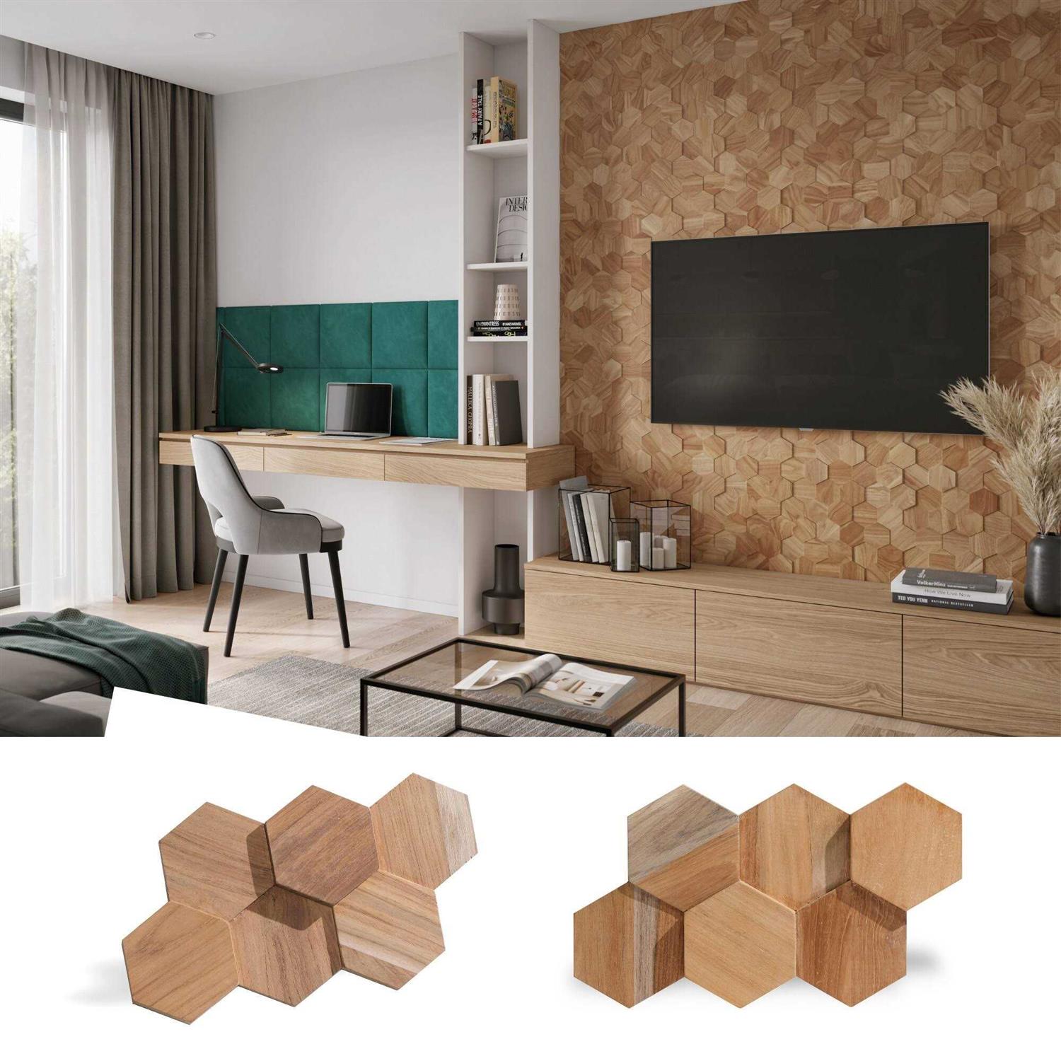 Wall!Supply 0.79 in. 5.91 in. 10.24 in. UltraWood Teak Hexagon - Image 4