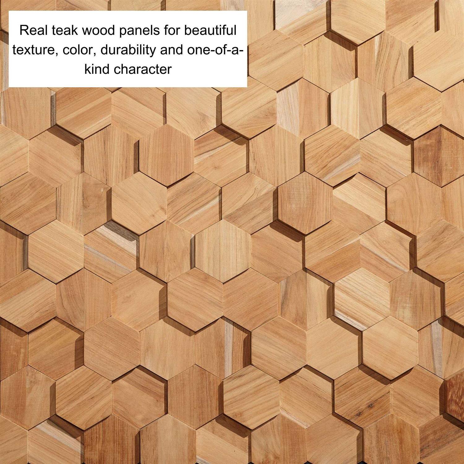 Wall!Supply 0.79 in. 5.91 in. 10.24 in. UltraWood Teak Hexagon - Image 5