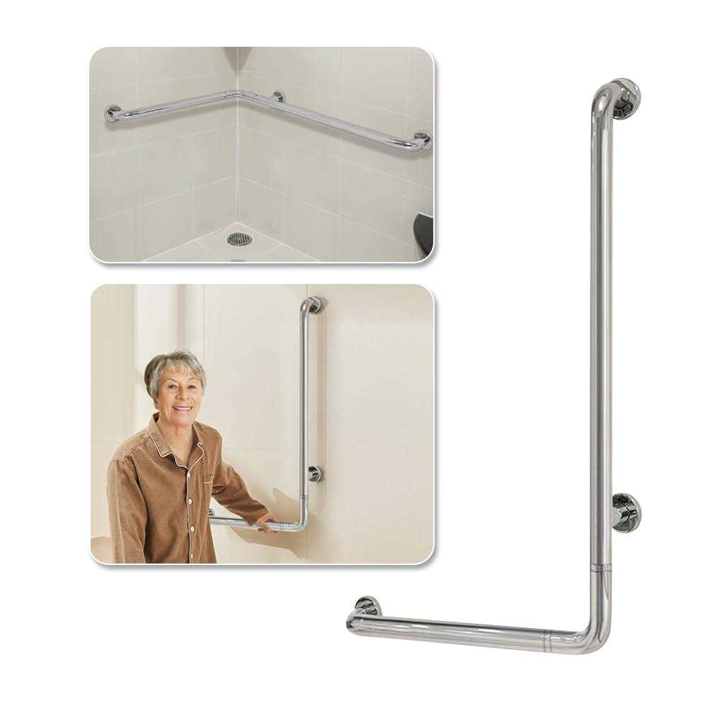 Shower Grab Bar for Seniors Toilet Safety Grab Bars L Shaped Bathroom Hand Rails Wall Mount 24 Inch x 36 Inch Grab Bar for Bathroom Bathtub Handicap - Image 5