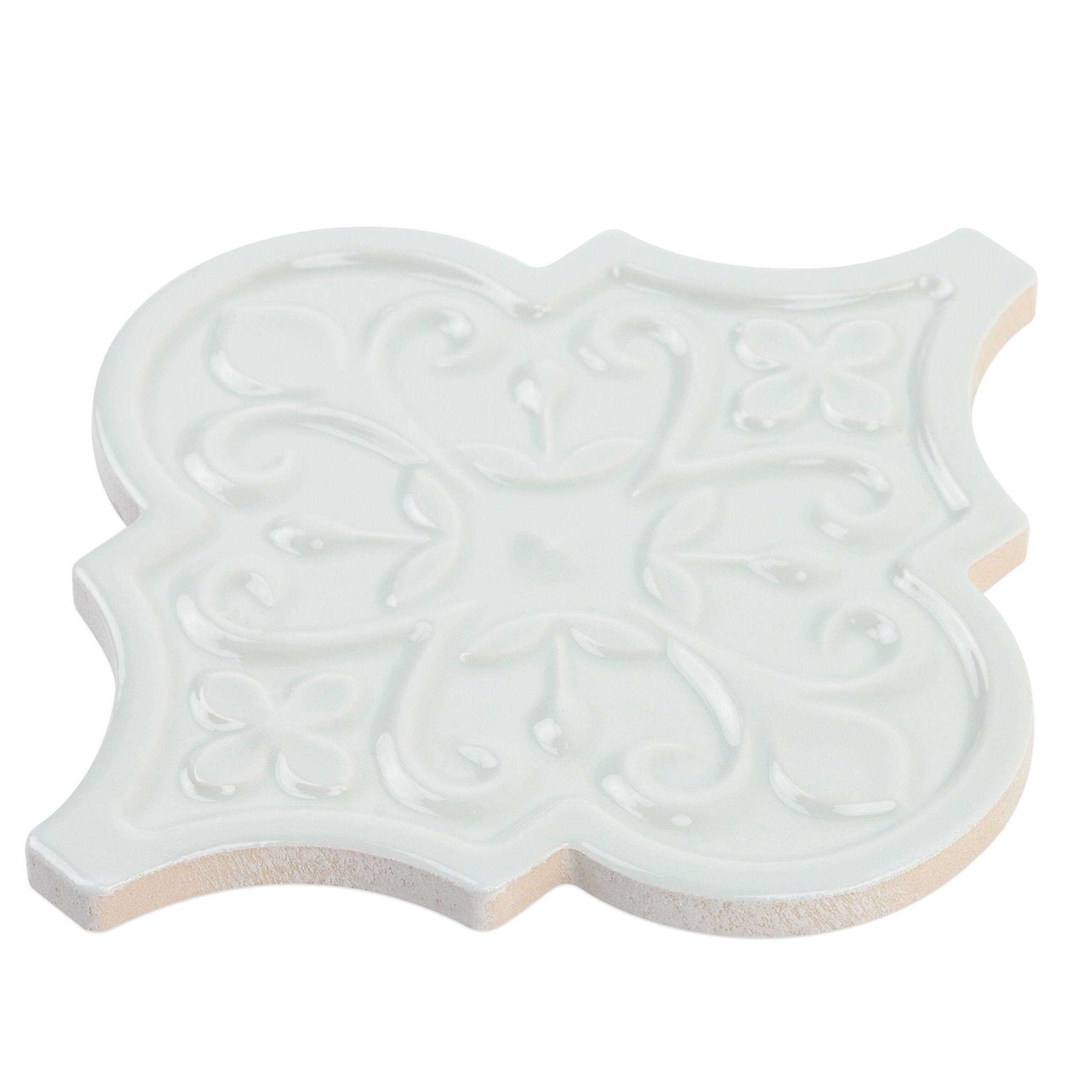 Ivy Hill Tile Byzantine Florid Arabesque Alice Blue Ceramic Wall Tile - Image 2