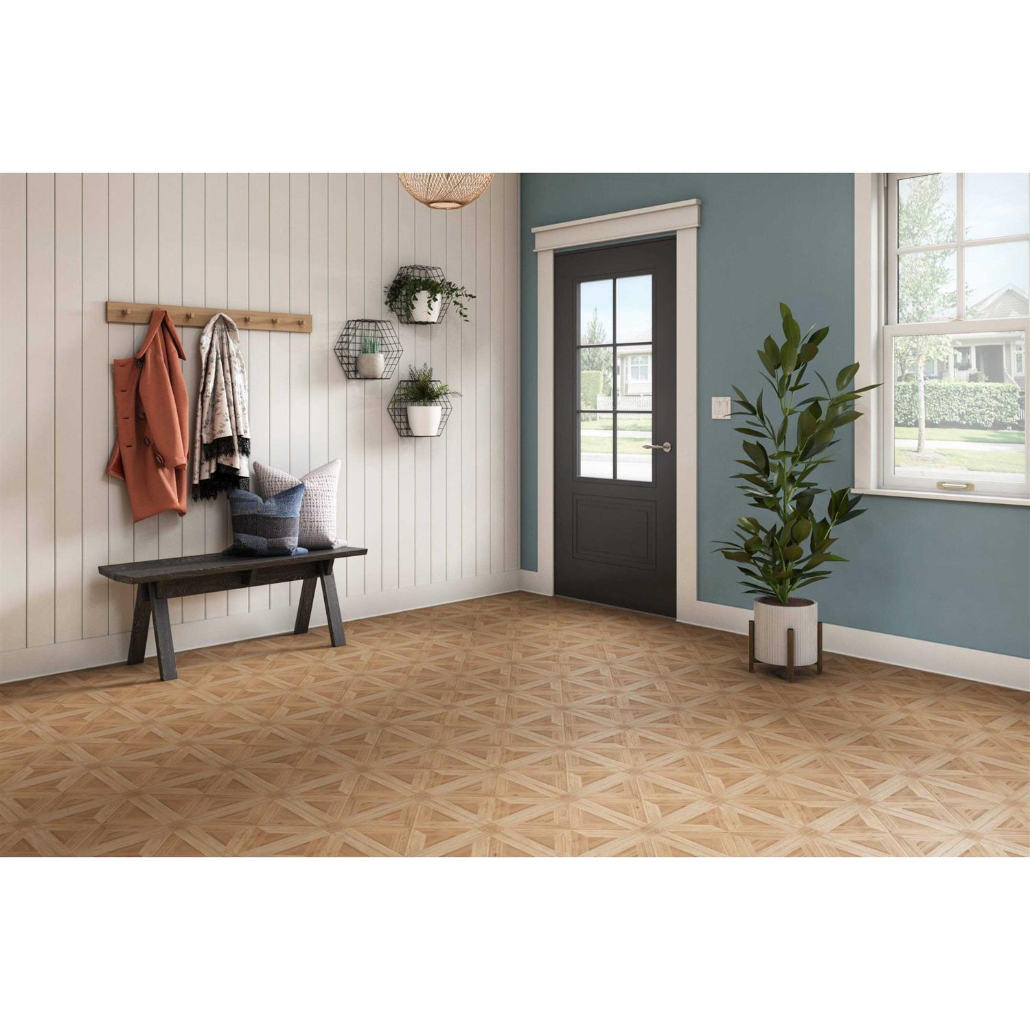 Style Selections Maple Parquet 3-mil x 12-in W x 12-in L Water Resistant Peel and Stick Luxury Vinyl Tile Flooring - Image 3