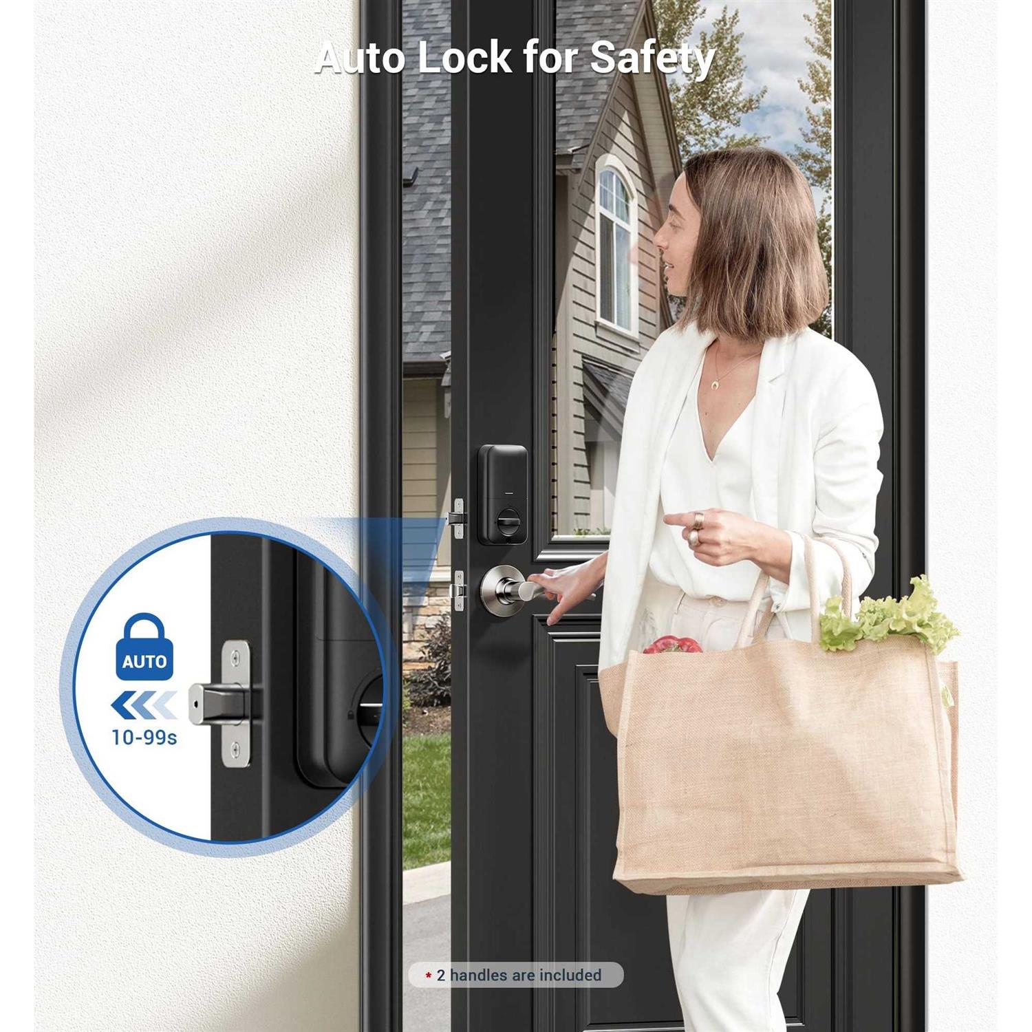 Veise Fingerprint Door Lock with 2 Lever Handles Keyless Entry - Image 5