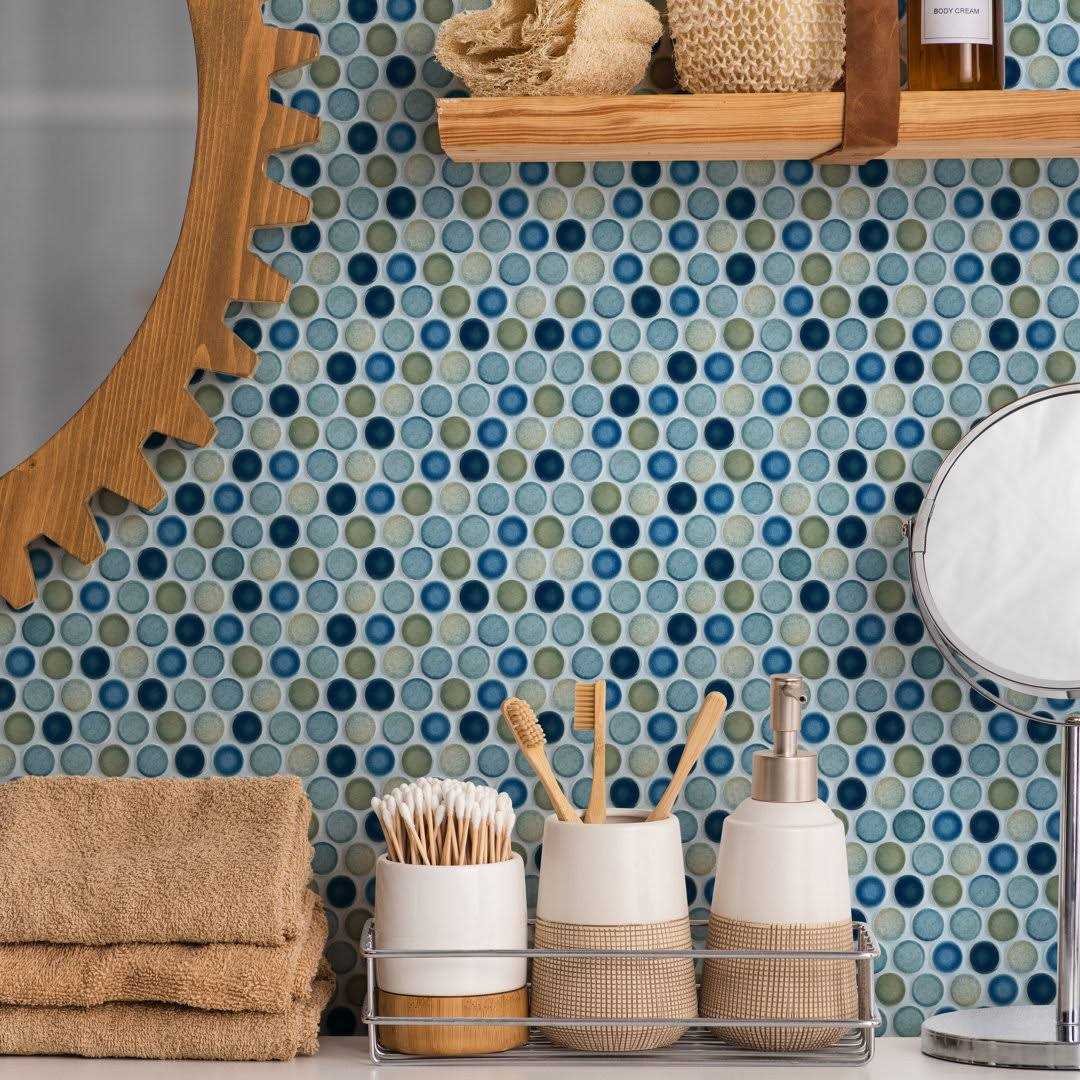 Merola Tile Hudson Penny Round Porcelain Mosaic Tile