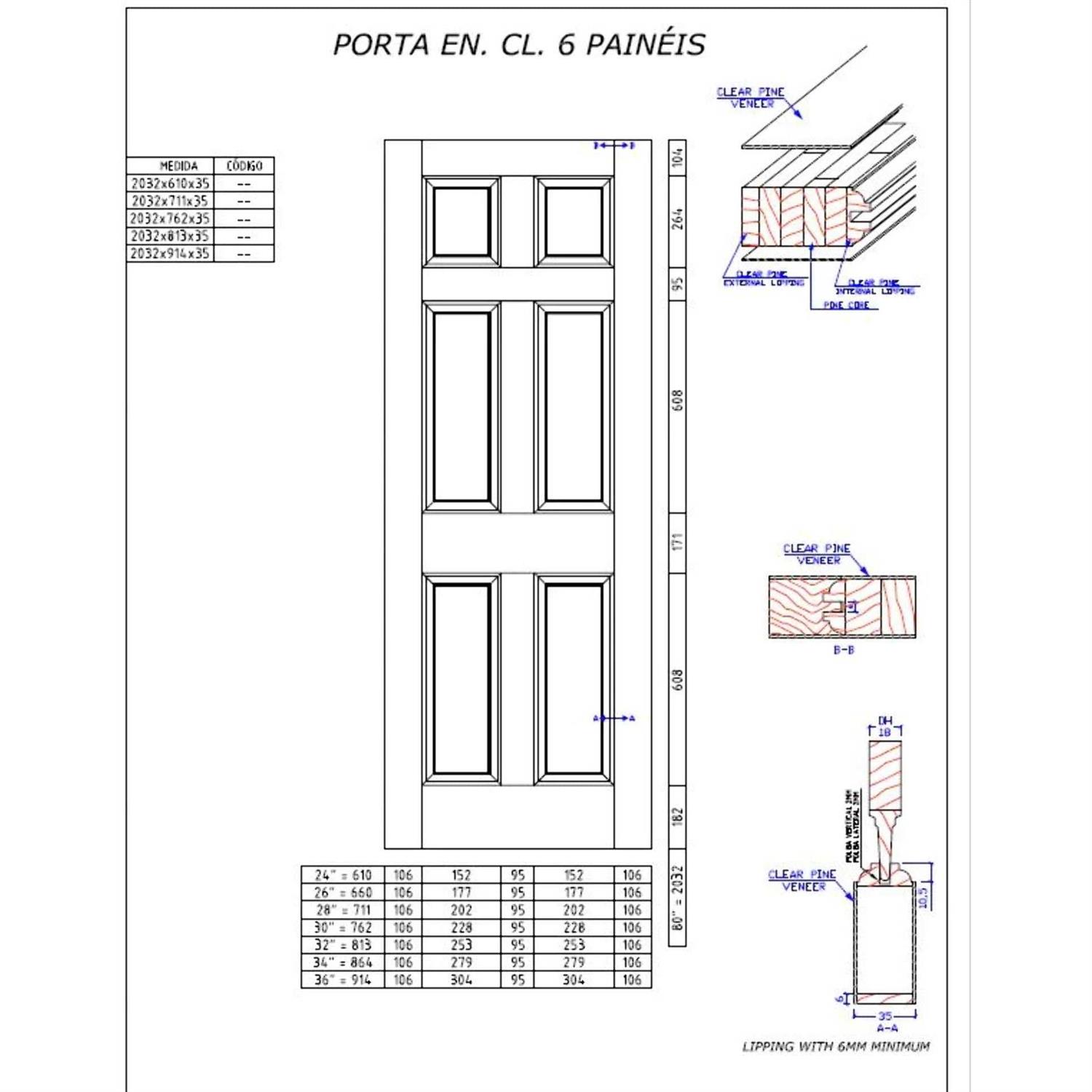 Kimberly Bay Paneled Solid Wood Unfinished Colonial Standard Door - Image 5