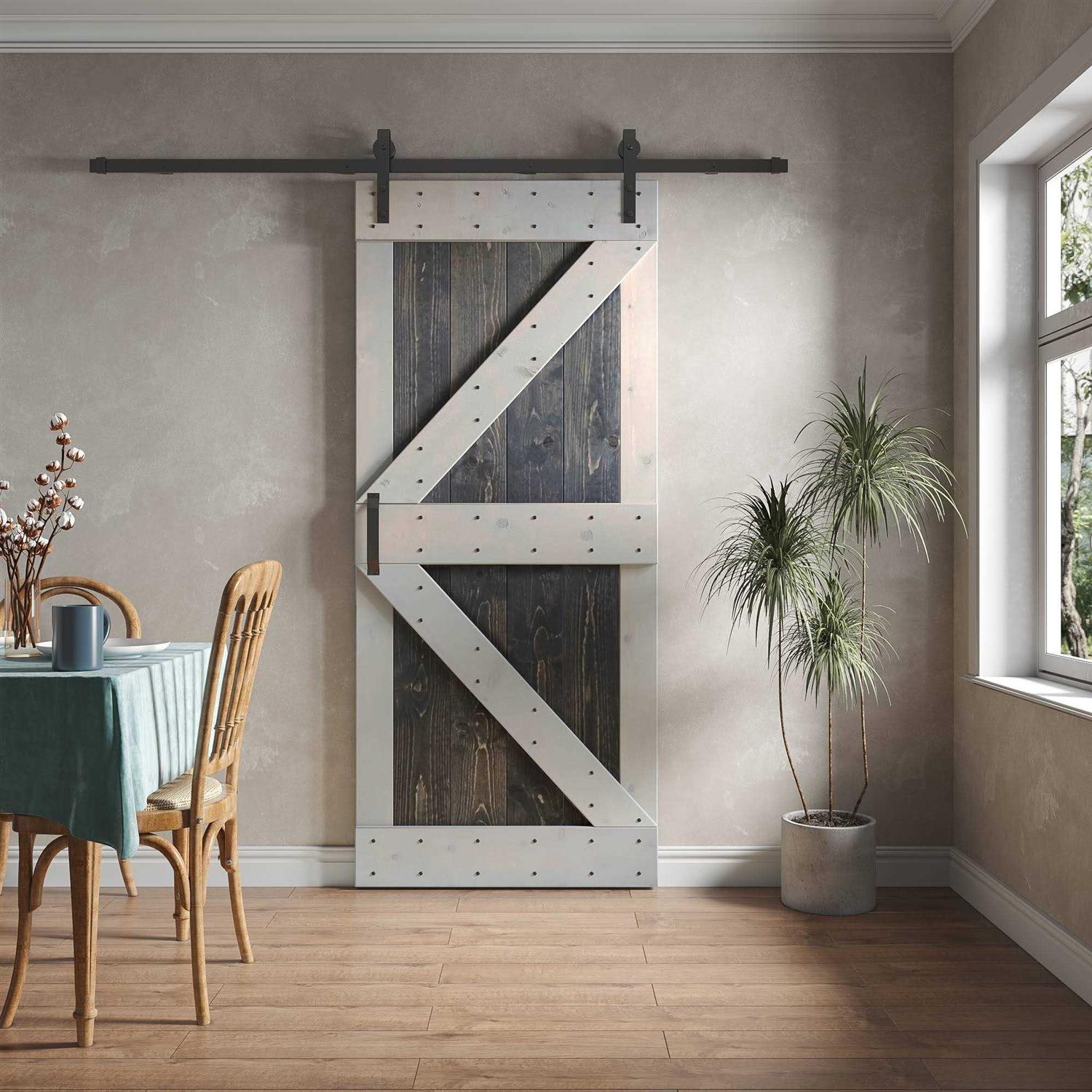 Coast Sequoia 84in K Series Multi-Color Pine Wood Sliding Barn Door Without Hardware Kit - Image 2