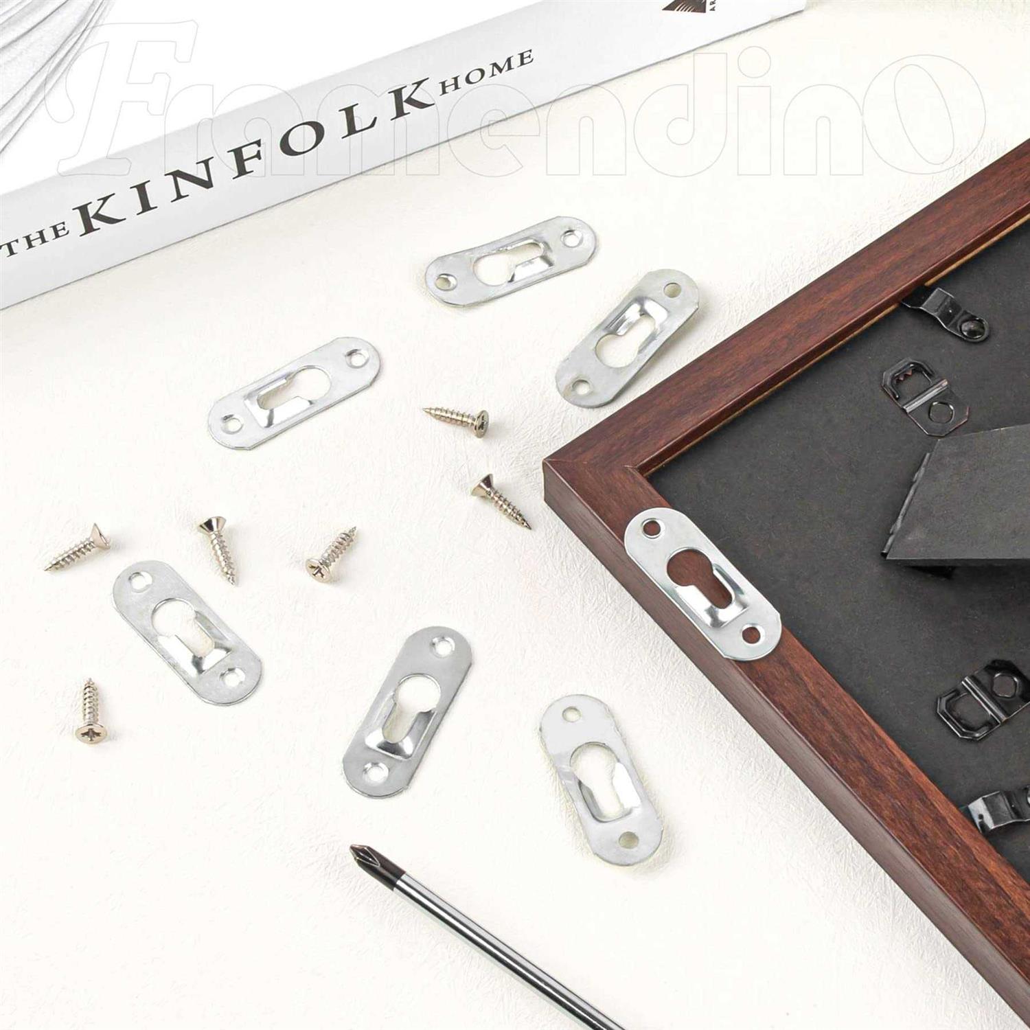 Framendino 20 Pack Silver Metal Single Keyhole Hangers with Screws Metal Keyhole Hanger Fasteners Picture Hanging Bracket Plate for Mirror Picture - Image 3