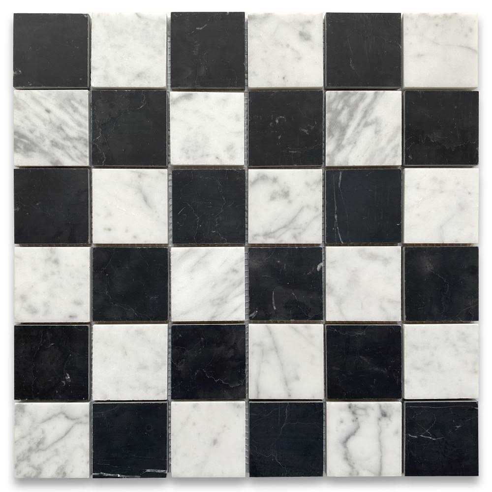 Marble Online Checkerboard Carrara White Honed Marble Wall Floor Mosaic Tile