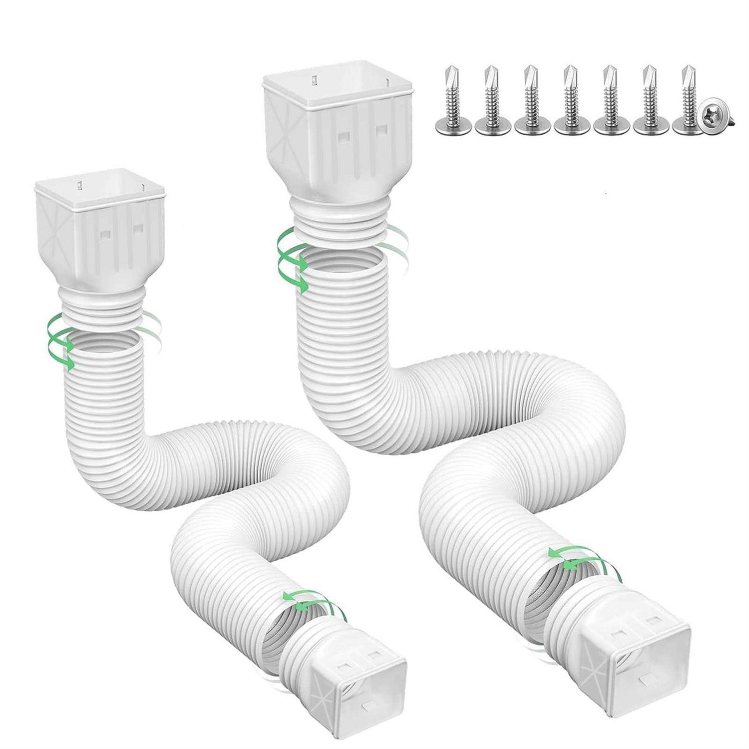 Rodnsurw 2 Pack Flexible Rain Gutter Downspout Extensions,Drain Downspout Extender,Gutter Extension Flexible,Down Spout Drain Extension Pipes