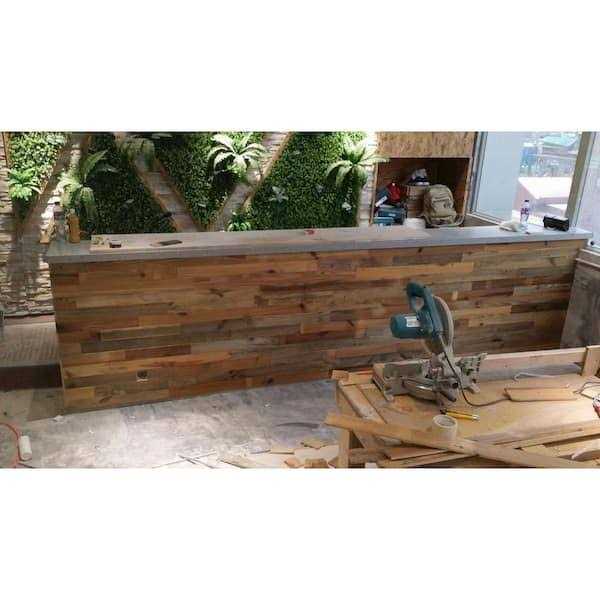 Ejoy 4.8 in. x 0.4 in. Rustic Look Weathered Reclaimed Barn Wood Panels - Image 2