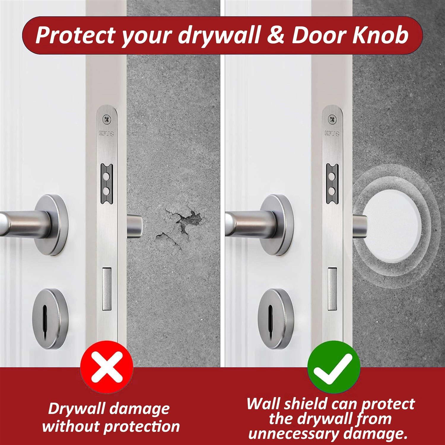 Wideskall White Round Door Knob Wall Shield Self Adhesive Protector - Image 5