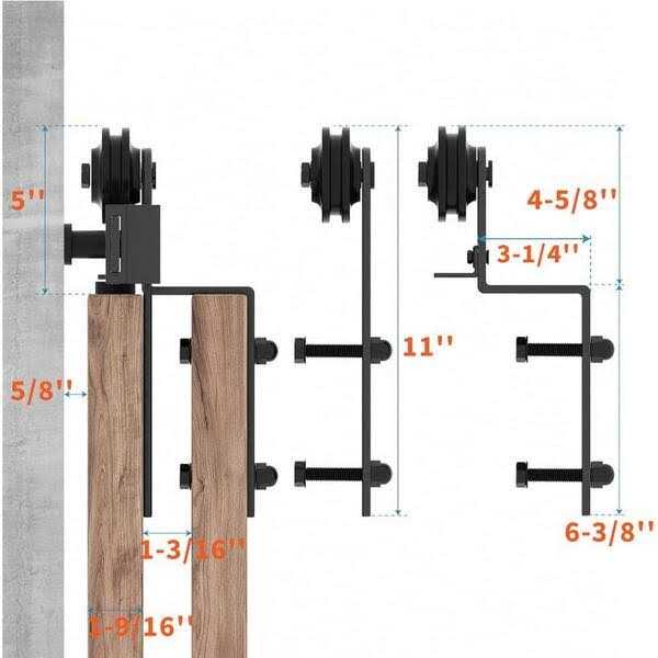 Sliding Single Bypass Double Door Barn Door Hardware Kit Lazio Track Length - Image 3