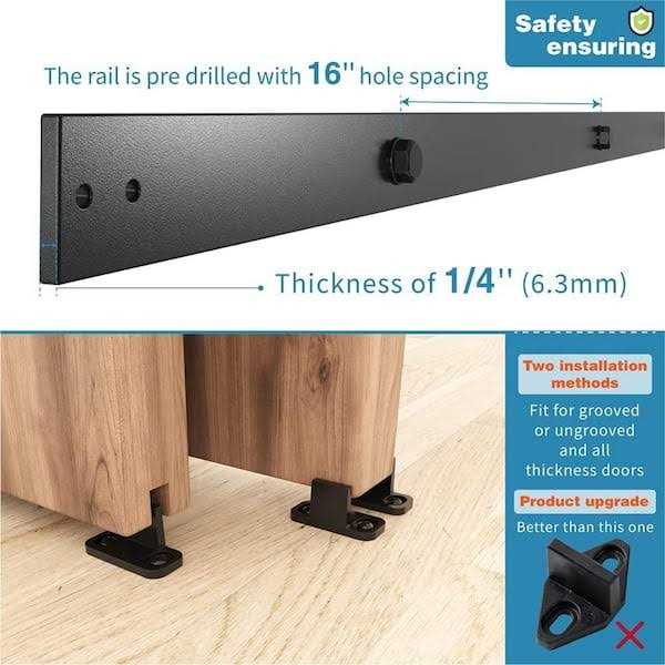 Sliding Single Bypass Double Door Barn Door Hardware Kit Lazio Track Length - Image 5