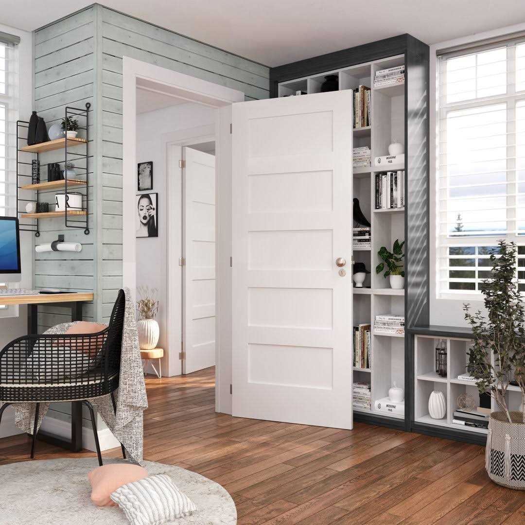 Camaflexi Homestead 18 x 80 5 Panel Solid Core White Primed Pine Wood and Manufactured Wood Interior Door Slab 5PP18 - Image 2