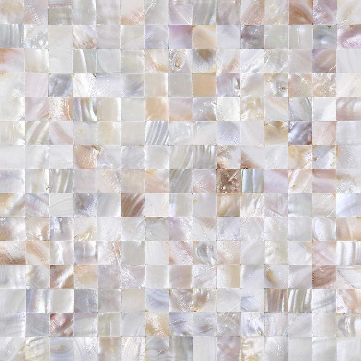 Kasaro Wall Tile Peel and Stick Mosaic Shell Backsplash Tile for Bedroom and Bathroom Mother of Pearl