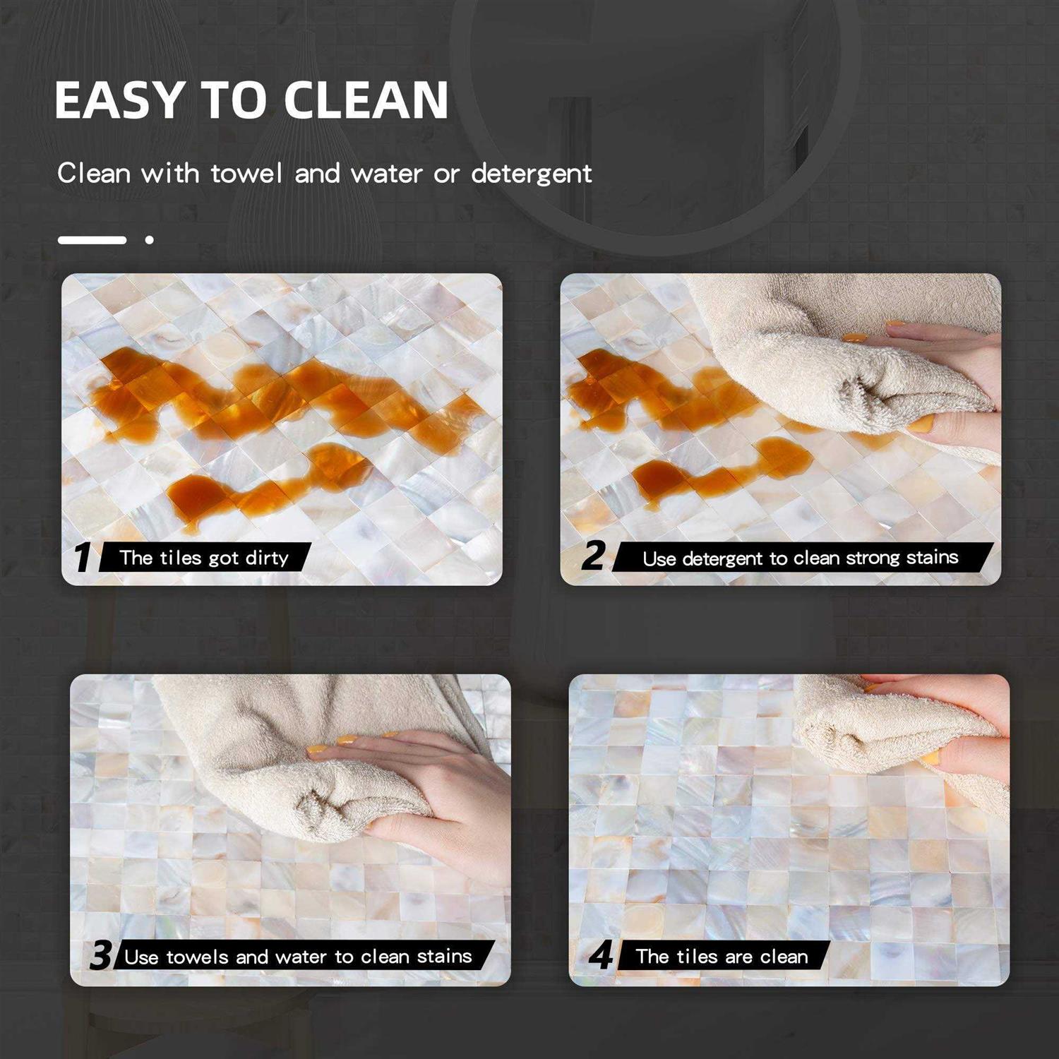 Kasaro Wall Tile Peel and Stick Mosaic Shell Backsplash Tile for Bedroom and Bathroom Mother of Pearl - Image 4