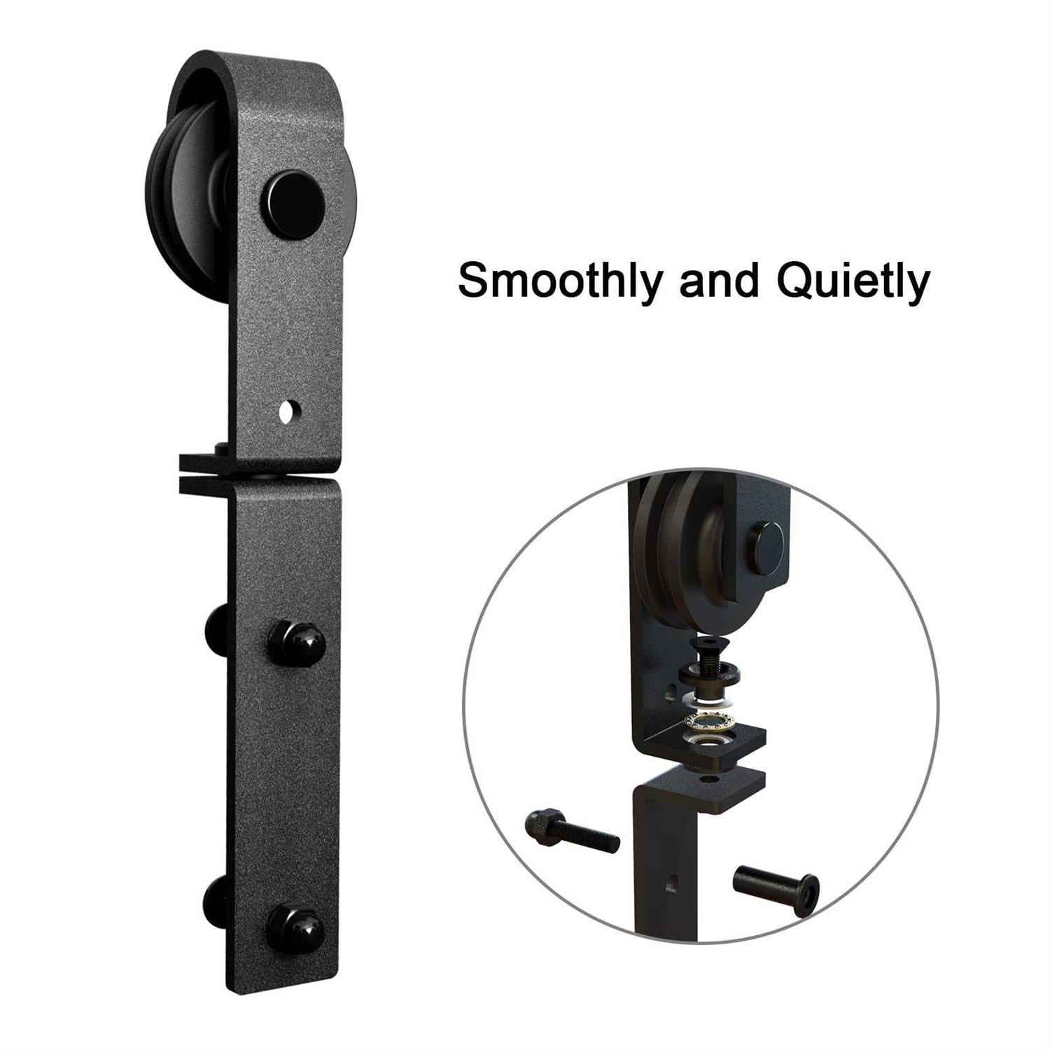 BONIKLUBA 60 Bi-Folding Sliding Barn Door Hardware Kit for 4 Doors,Smoothly&Quietly,Black Track J Shape Roller - Image 4