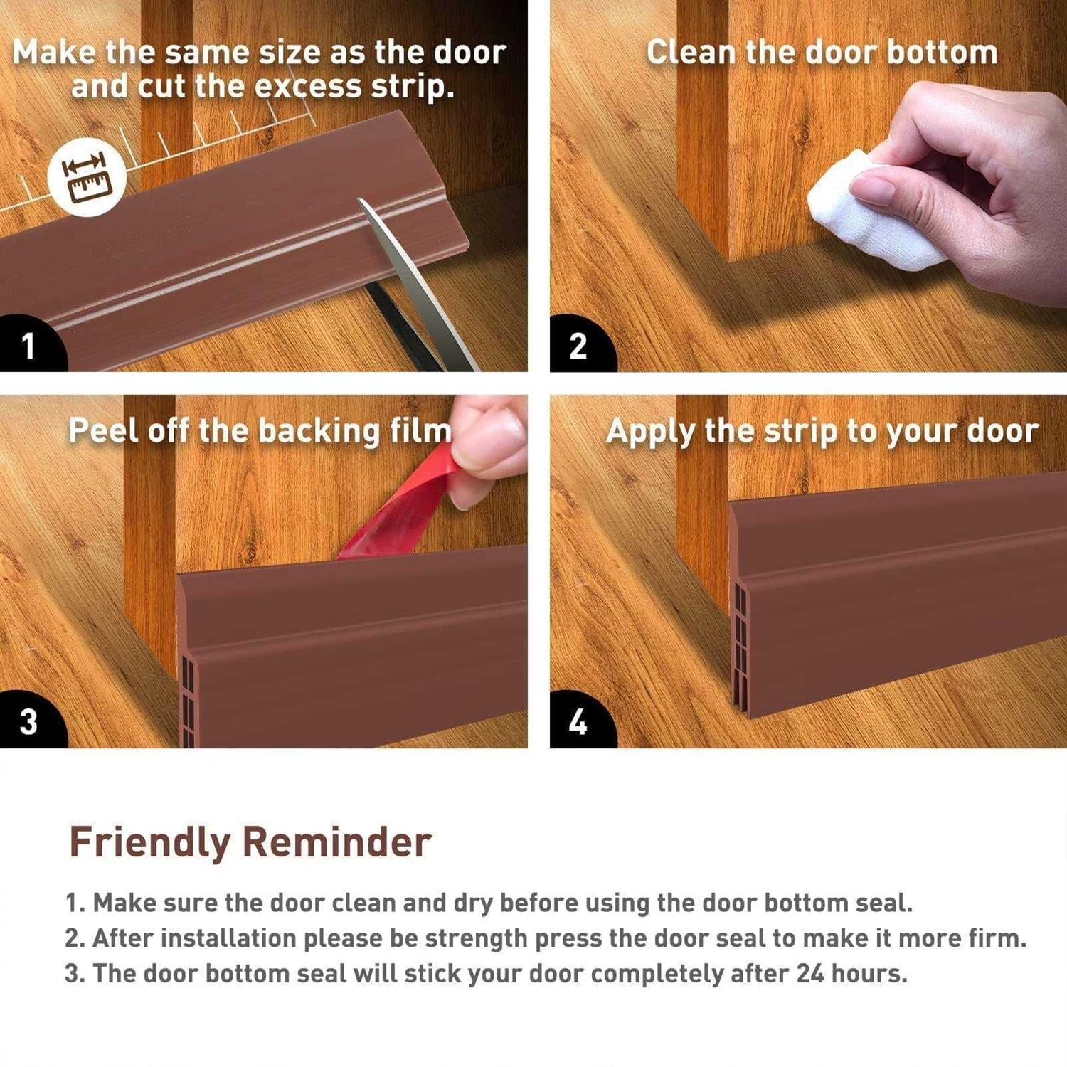 Holikme Door Draft Stopper Under Door Draft Blocker Insulator Door Sweep Weather Stripping Noise Stopper Strong Adhesive - Image 2