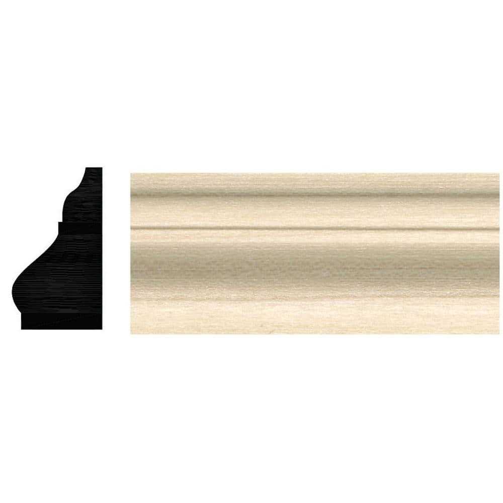 Ornamental Mouldings 1530-4WHW .687 in. D X 1.25 in. W X 47.5 in. L Unfinished White Hardwood Base Cap Moulding