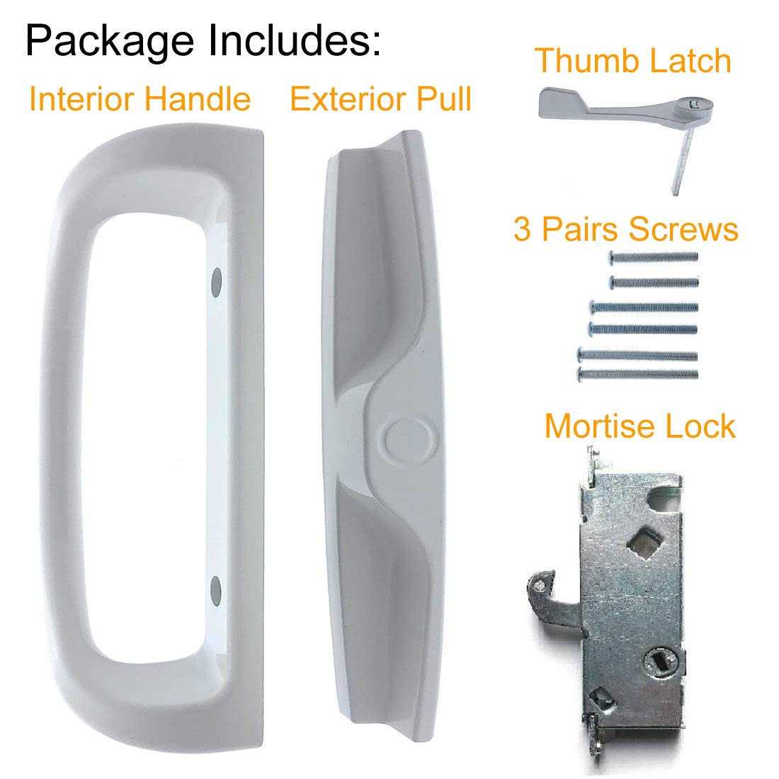 HauSun Patio Door Handle Set + Mortise Lock 45° Perfect Replacement for Sliding Glass Door Fits 3-15/16” Screw Hole Spacing - Image 3