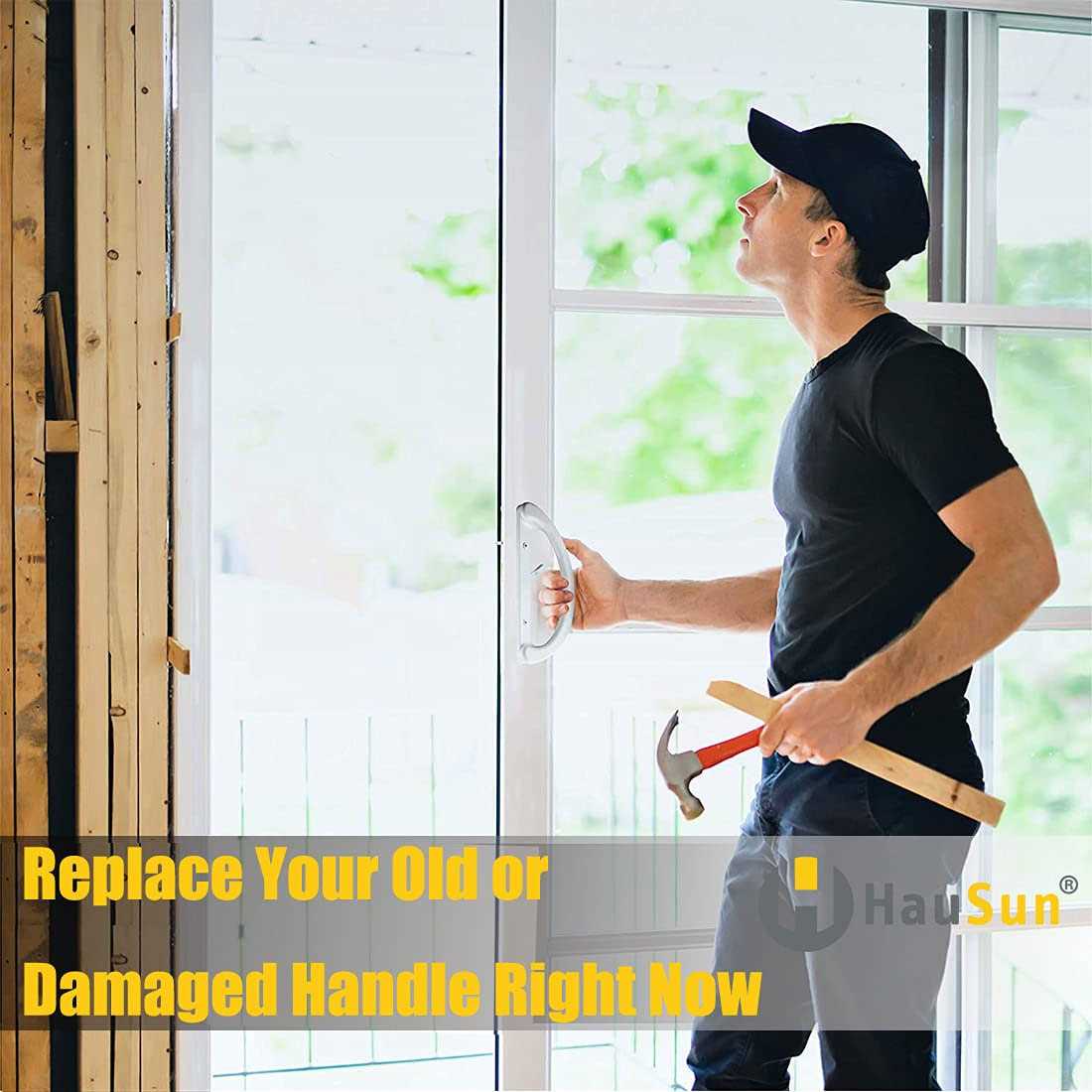 HauSun Patio Door Handle Set + Mortise Lock 45° Perfect Replacement for Sliding Glass Door Fits 3-15/16” Screw Hole Spacing - Image 5