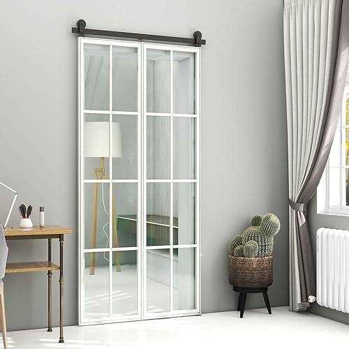 BONIKLUBA Bi-Folding Sliding Barn Door Hardware Track Kit,Smoothly&Quietly,Top Mounted Black Roller,Easy Install,Door Not Included - Image 4