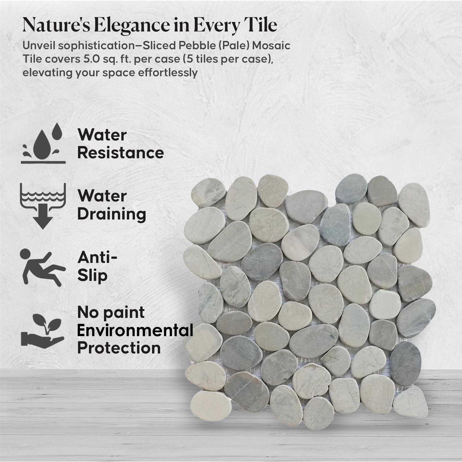 b.o.i Sliced Pebble Mosaic, Backsplash Kitchen Walls, Shower and Bathroom Floors 5 tiles per case - Image 4