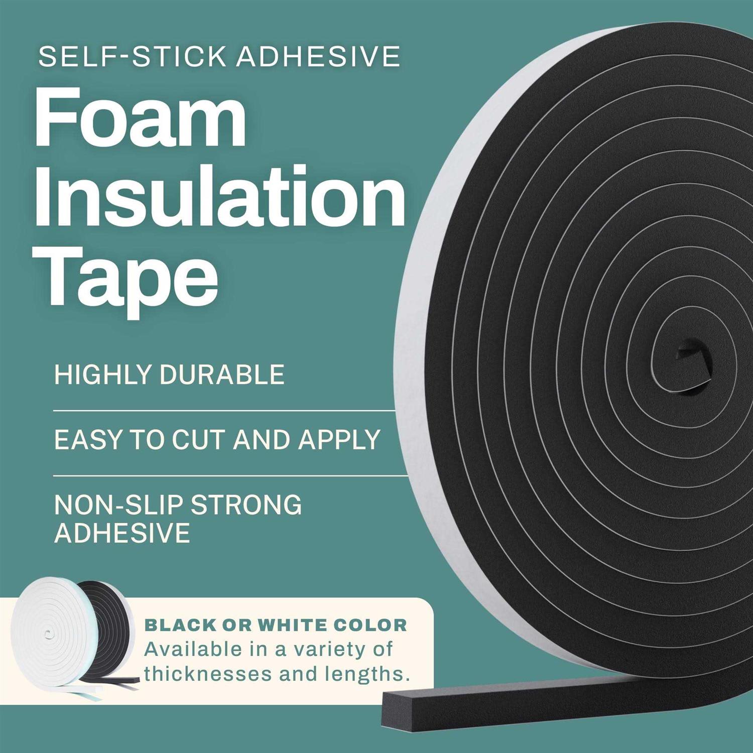 33' Self Stick Weather Stripping Seal for Doors and Windows High Density Foam Insulation - Image 3