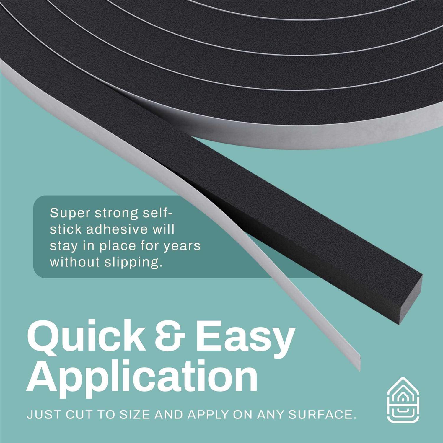 33' Self Stick Weather Stripping Seal for Doors and Windows High Density Foam Insulation - Image 4
