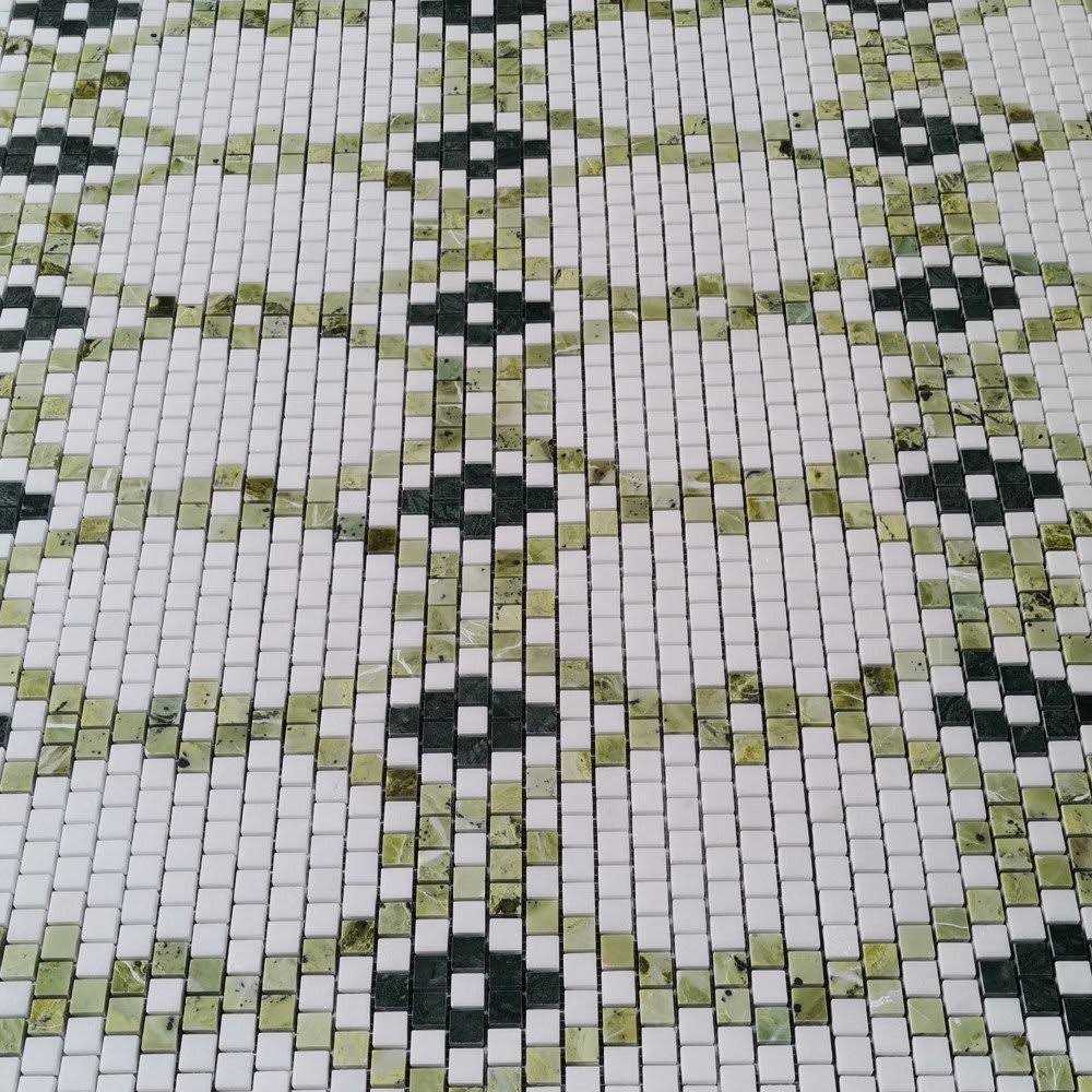 Marble Online Square Mosaic Diamond Tile Thassos White Green Marble - Image 2