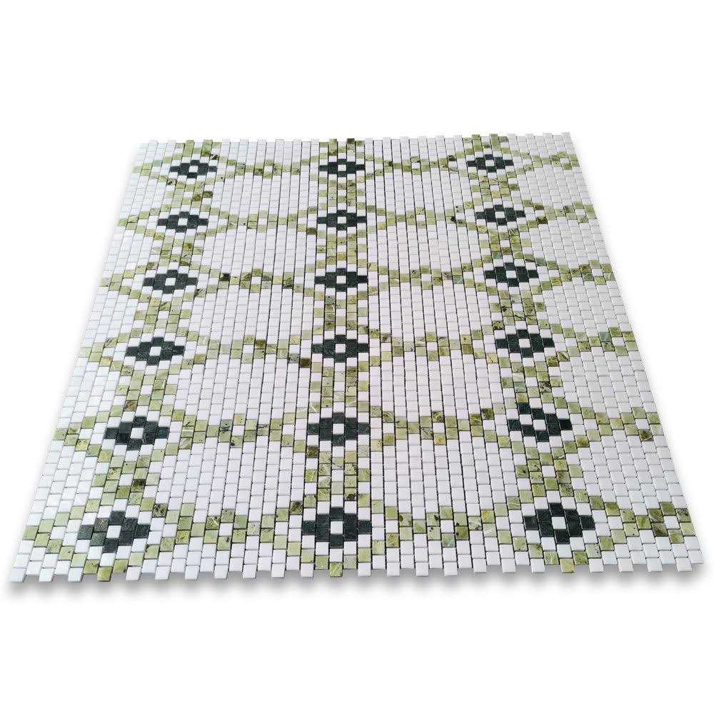 Marble Online Square Mosaic Diamond Tile Thassos White Green Marble - Image 3