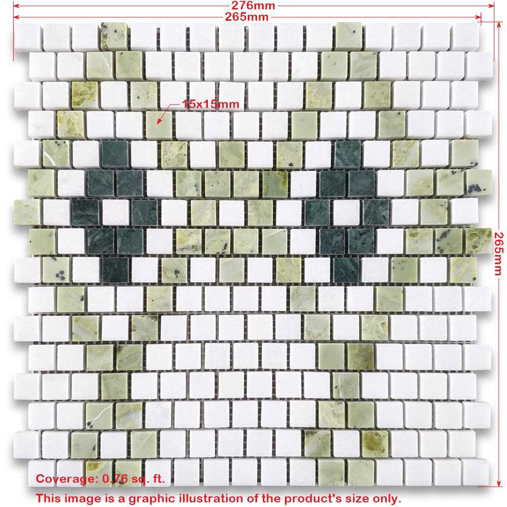Marble Online Square Mosaic Diamond Tile Thassos White Green Marble - Image 4