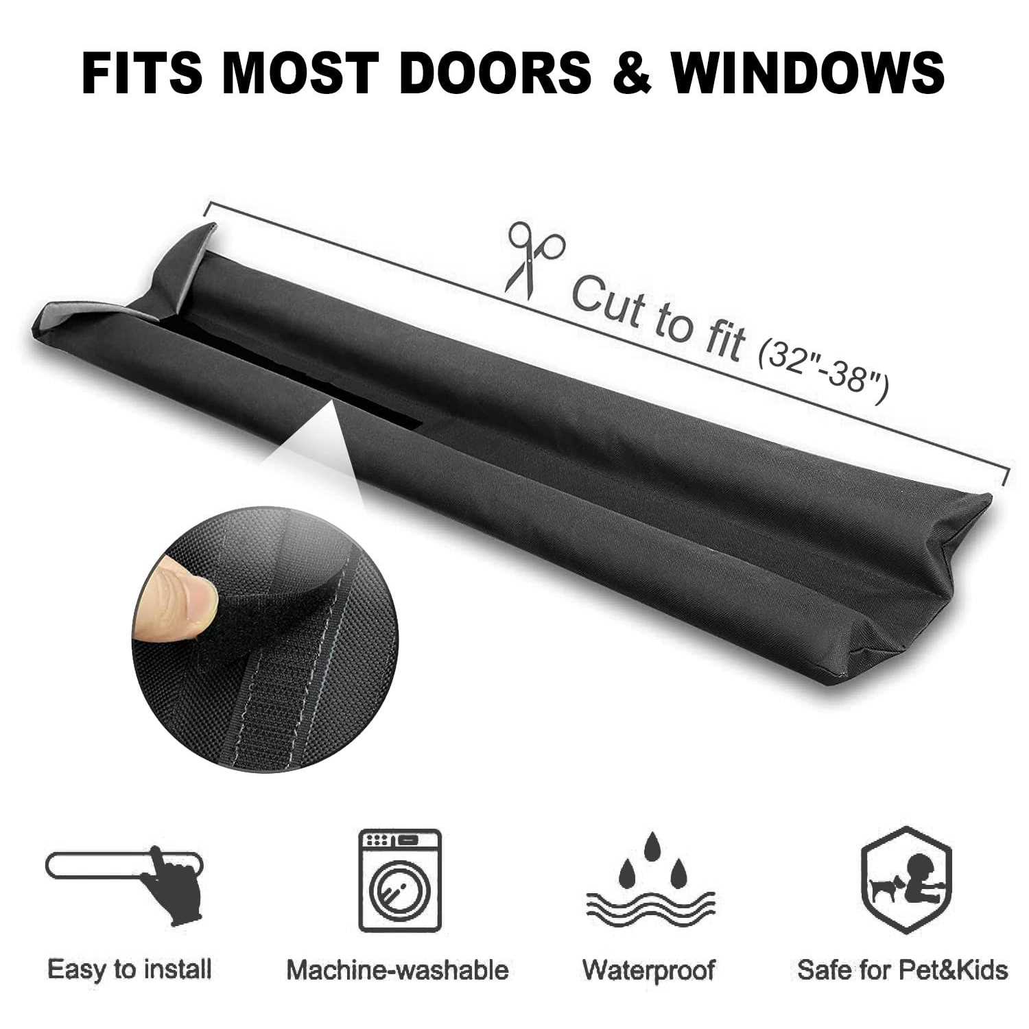 Wexhug Waterproof Twin Door Draft Stopper Adjustable Size 30 to 36 Weather Stripping Noise Blocker Window Breeze Blocker - Image 5