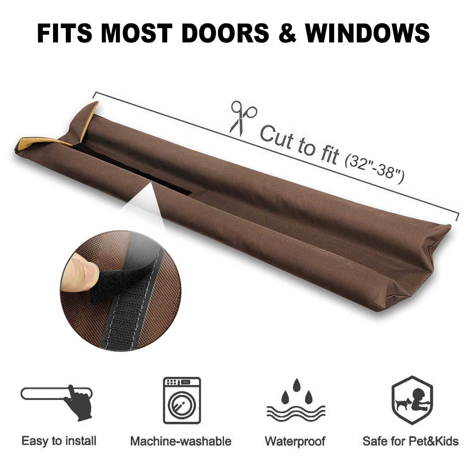 Wexhug Waterproof Twin Door Draft Stopper Adjustable Size 30 to 36 Weather Stripping Noise Blocker Window Breeze Blocker - Image 4