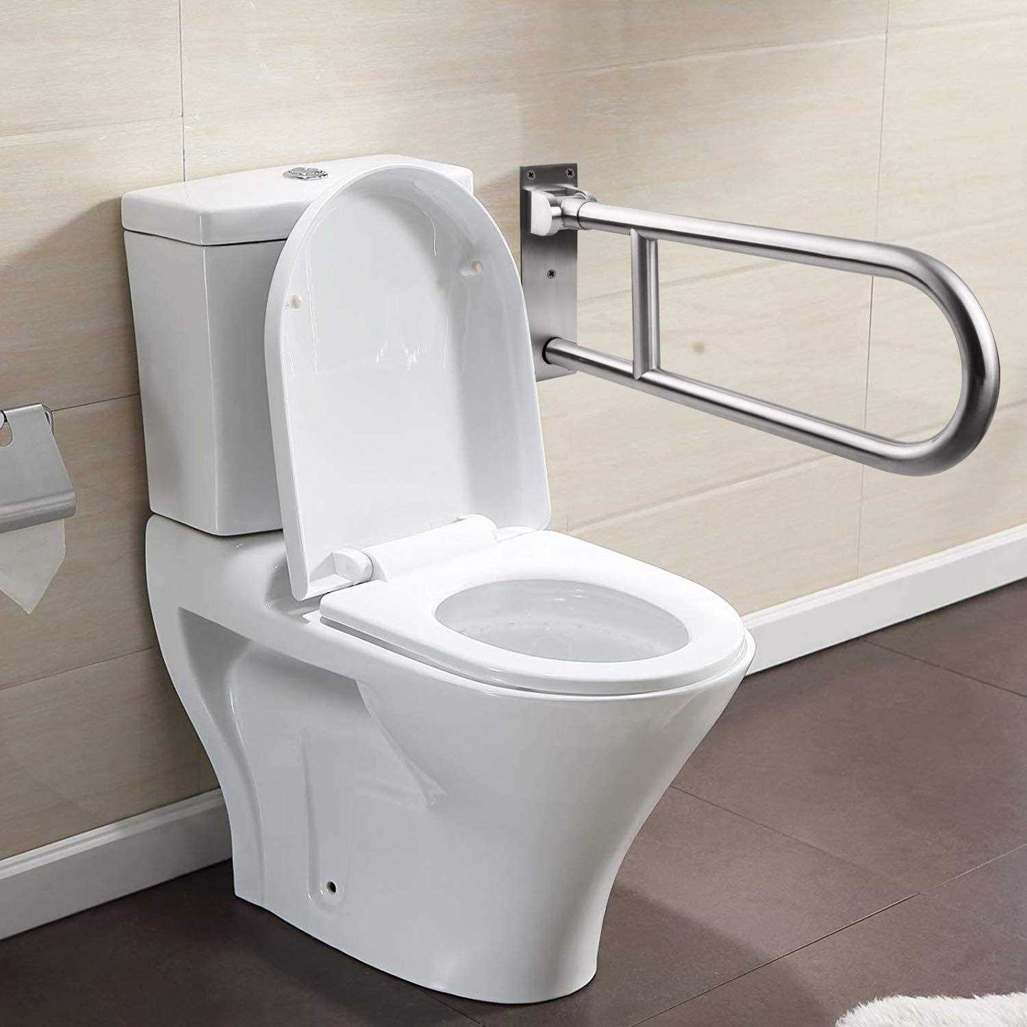 29.5 INCH Toilet Grab Bar Stainless Steel Handicap Rails Grab Bars Bathroom Support for Elderly Bariatric Disabled Commode Safety Hand Railing Guard - Image 3