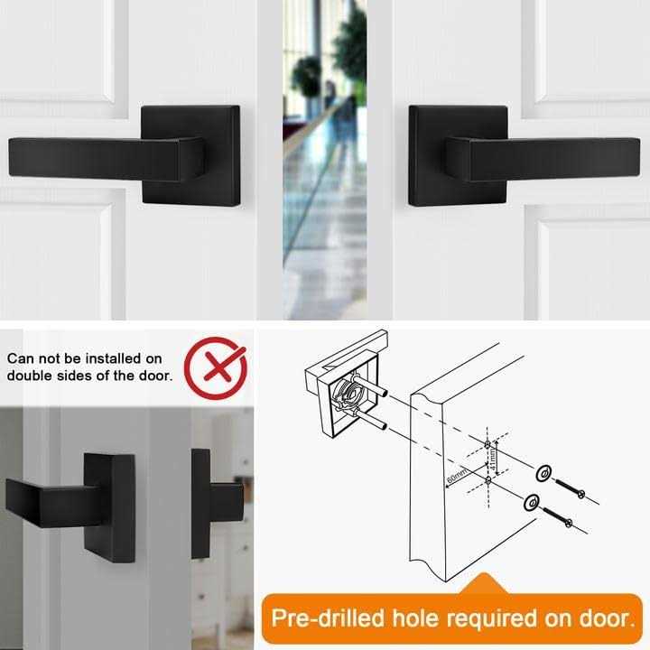 Probrico Matte Black Half Dummy Levers, Heavy Duty Interior Non-Turning Single Dummy Handles,Reversible for Left and Right Handl - Image 2