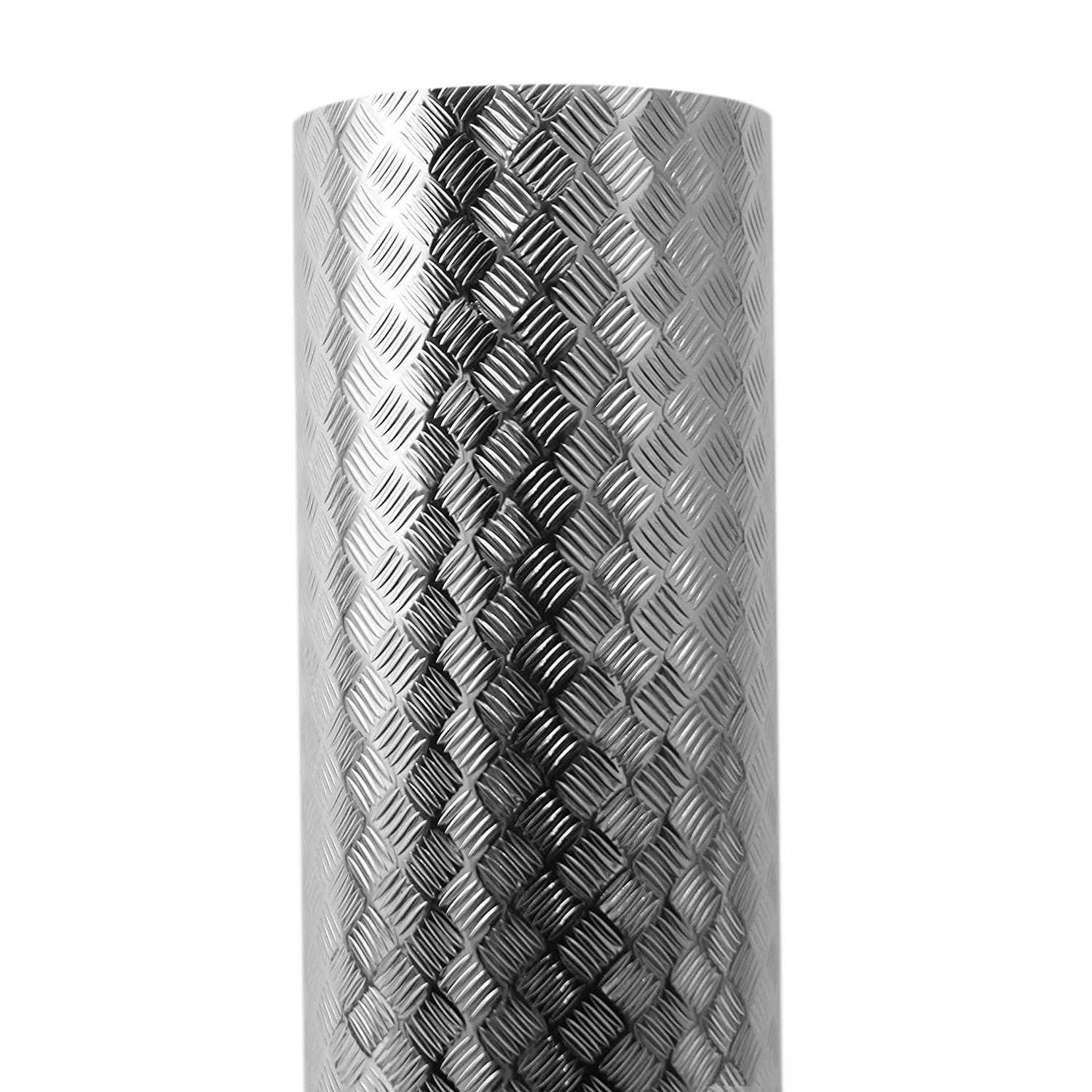 Vvivid Industrial Utility Diamond Plate Metallic Chrome Finish Vinyl Wrap Sheet Roll Adhesive Roll - Image 3