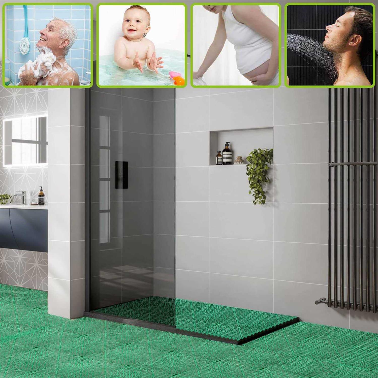 Fengwu 12 Pack 12 X 12 Interlocking Rubber Bathroom Flooring Tiles Non-Slip Splicing Waterproof Mat Modular Interlocking Cushion - Image 2