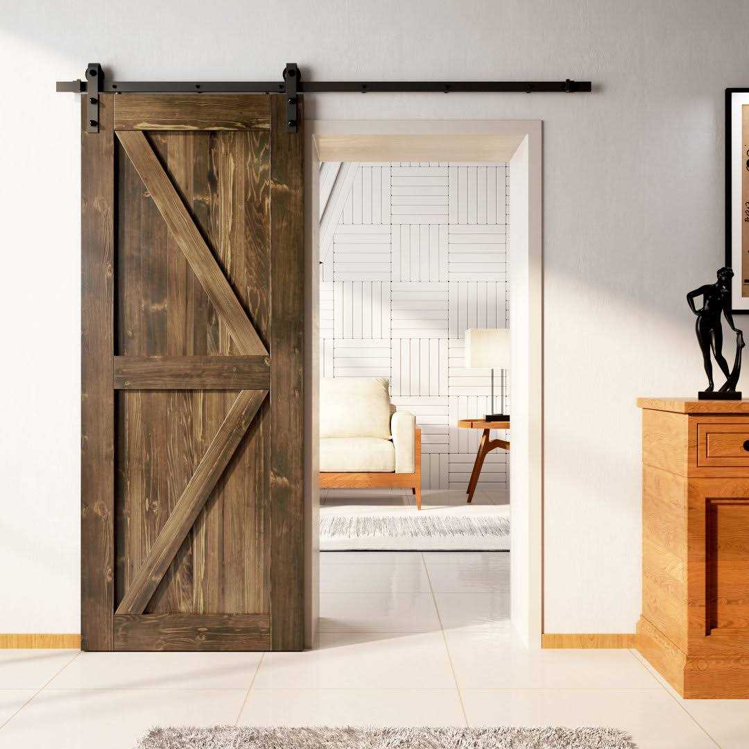 Paneled Wood Barn Door with Installation Hardware Kit Homacer Finish - Image 3