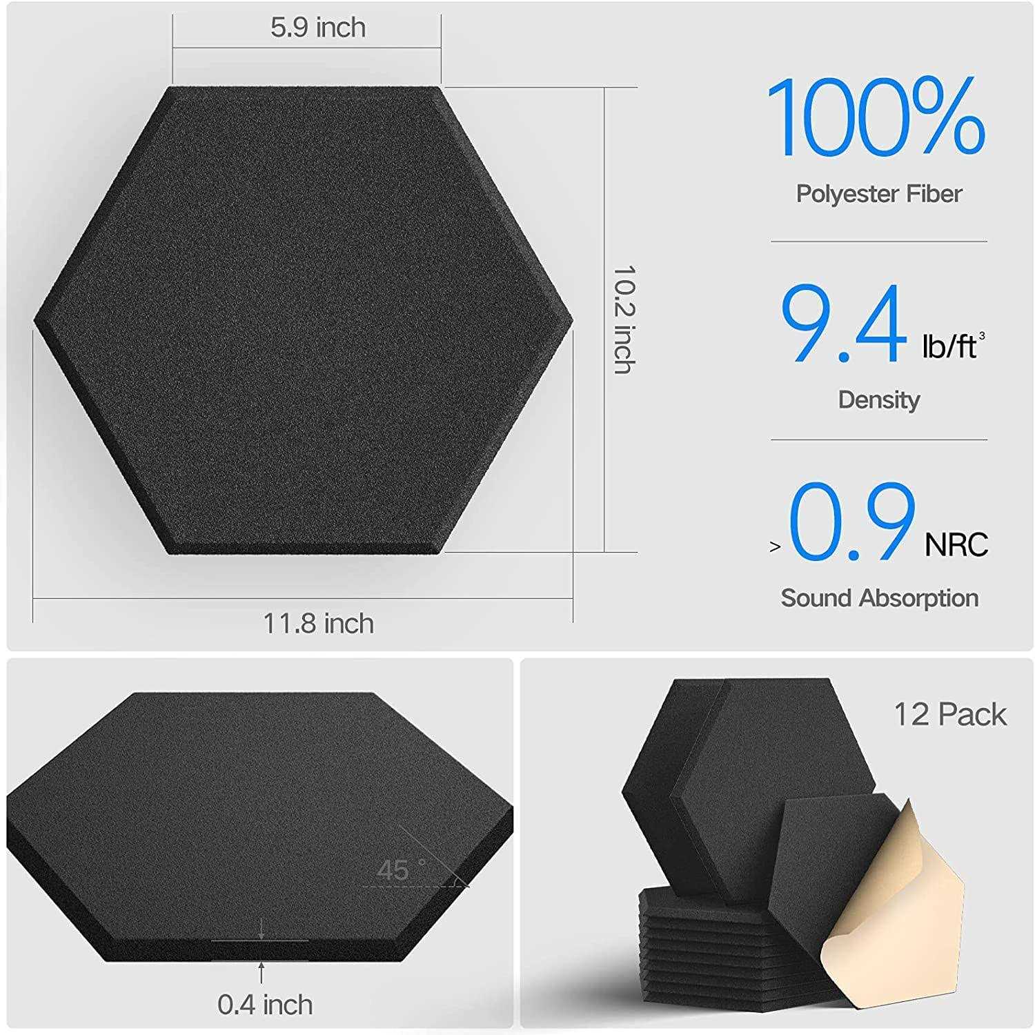 Soundproof Wall Panels Kuchoow Acoustic Panels Self-Adhesive Acoustic Panels Sound Absorbing High Density - Image 4