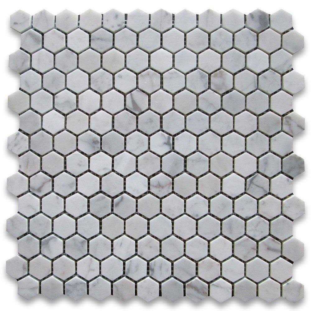StoneCenterOnline 1 Hexagon Carrera Marble White Carrara Venato Mosaic Tile Polished - Image 3