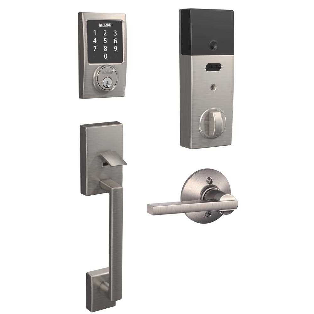 Schlage Century Satin Nickel Connect Smart Lock with Alarm and Latitude Lever Handleset