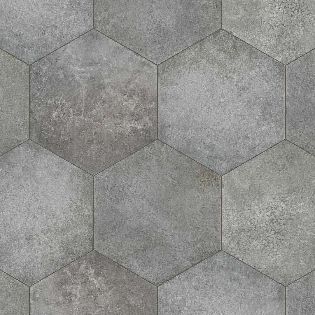 Merola Tile Heritage Hex Shadow 7 in. x 8 in. Porcelain Floor and Wall Tile