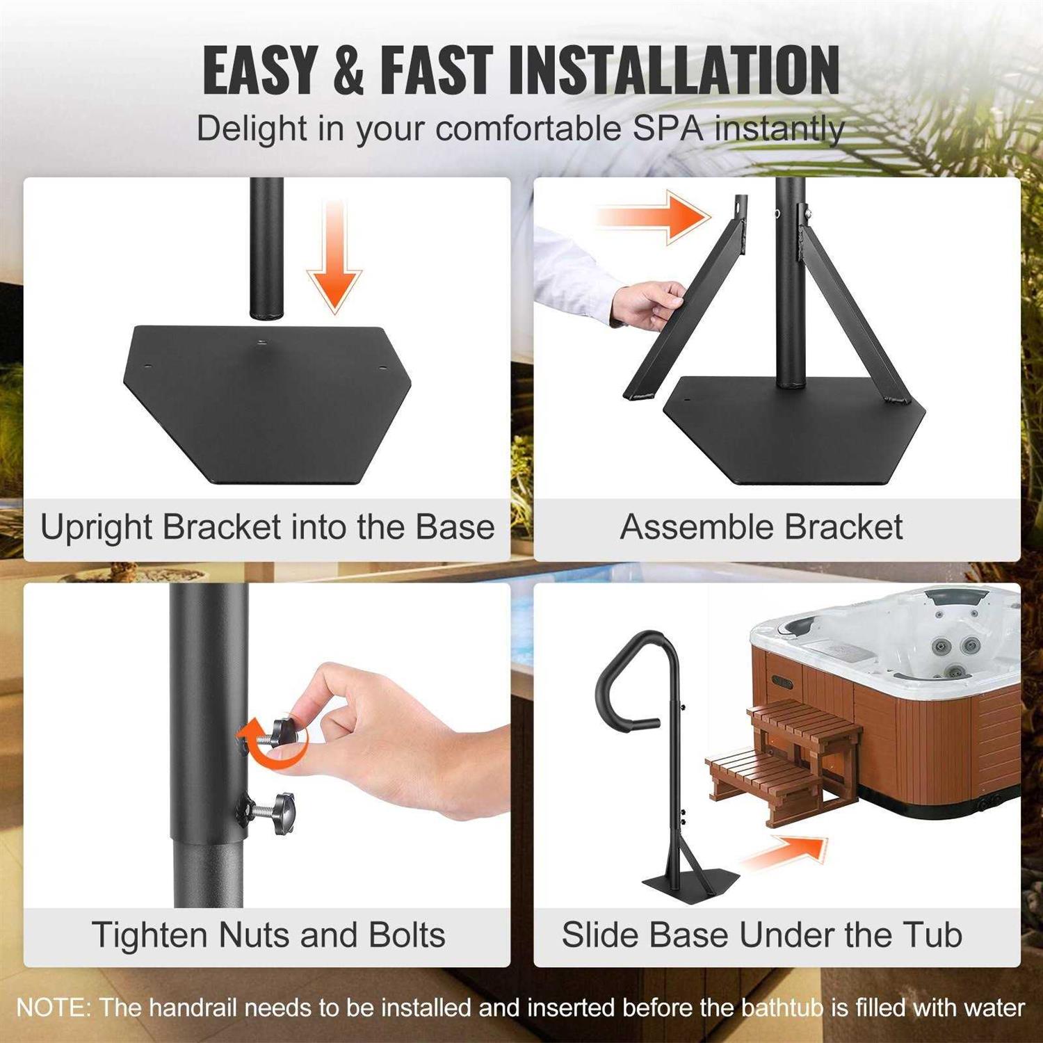 VEVOR Hot Tub Handrail 360 Rotatable Spa Side Handrail Adjustable Height - Image 4