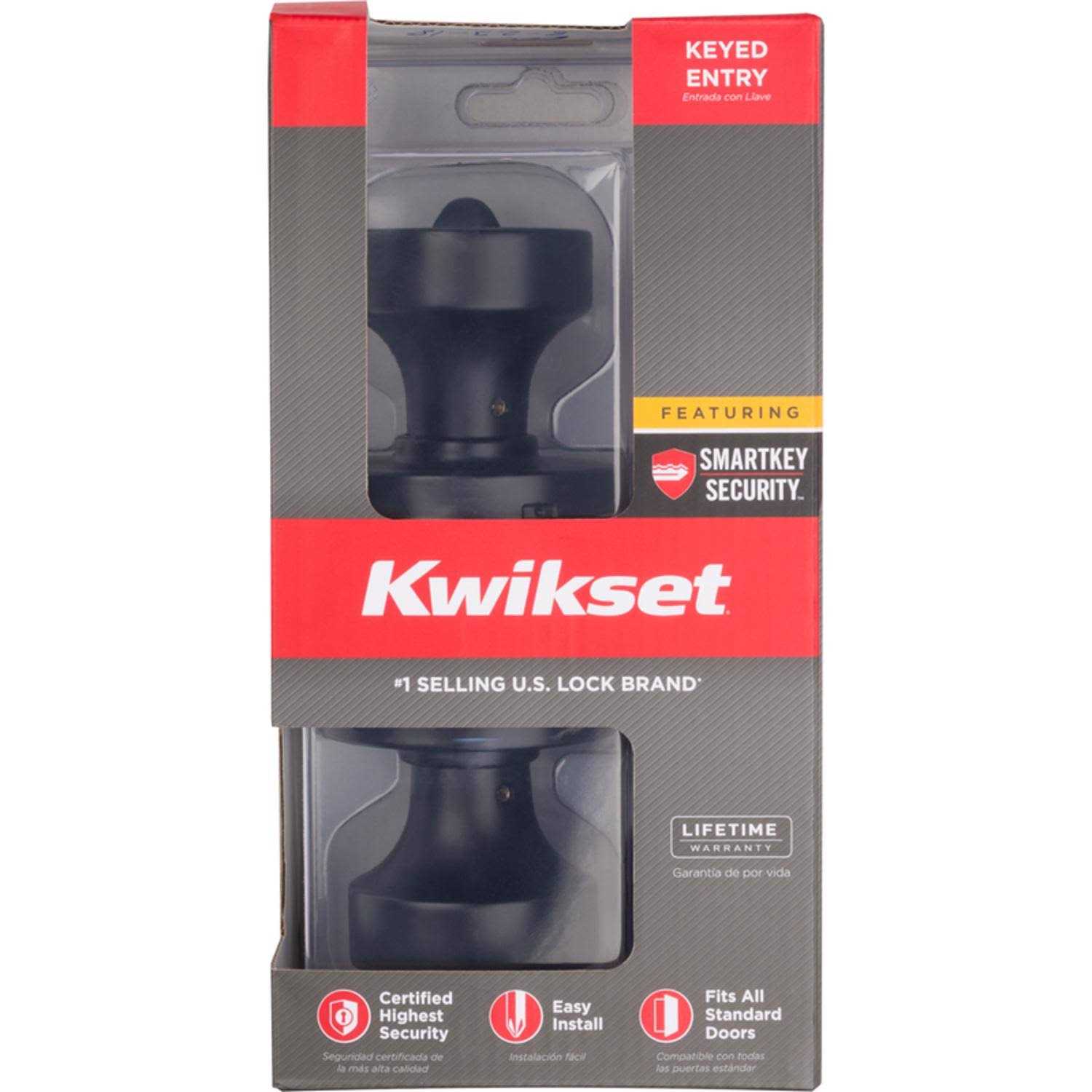 Kwikset Signature Series Pismo Iron Black Entry Knob KW1 2-1/4 - Image 5