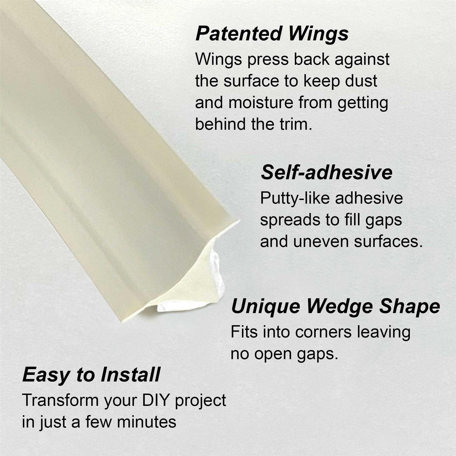 InstaTrim 3/4 in. x Ivory PVC Inside Corner Self-Adhesive Flexible Trim Molding - Image 3