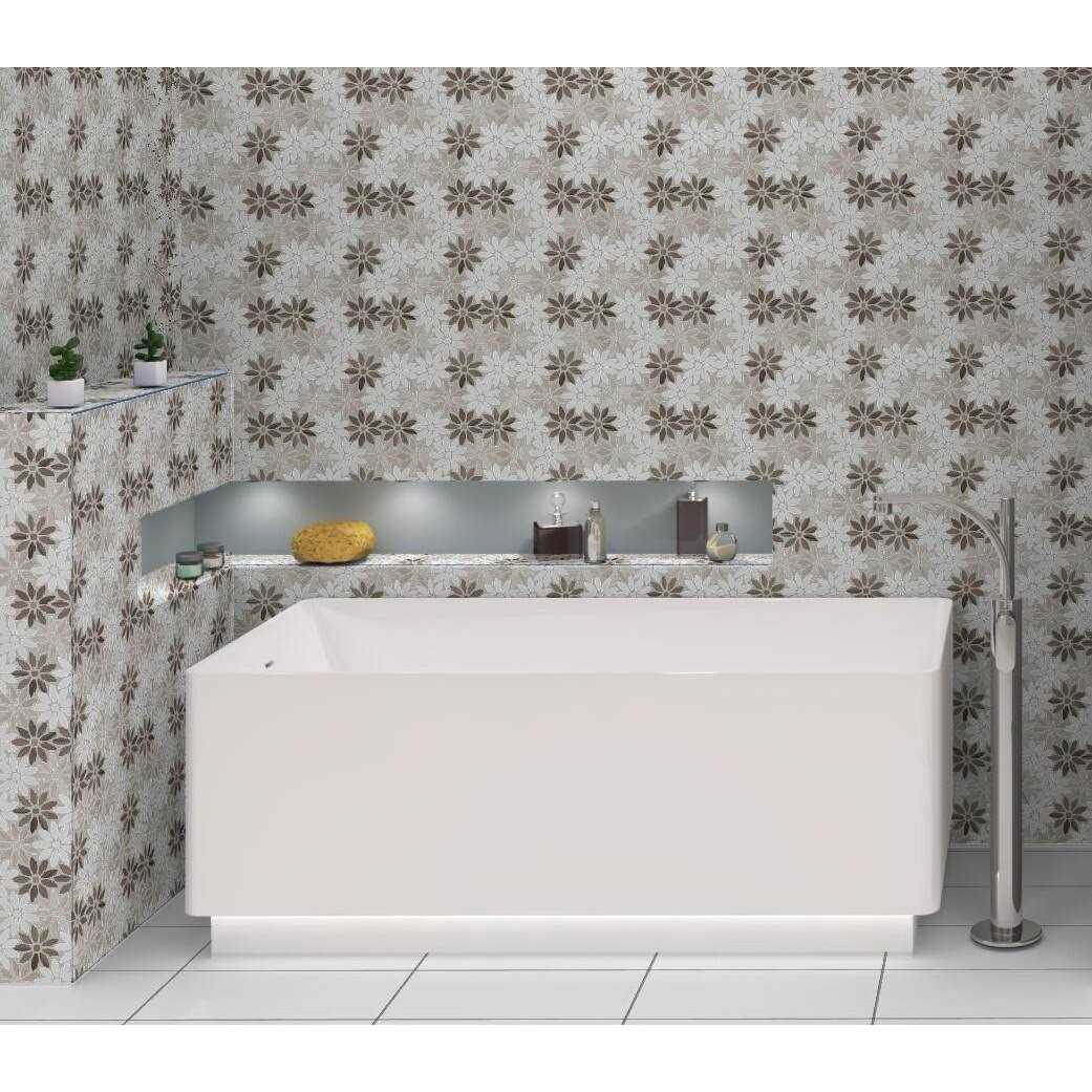 Fresh 12 x 10 Glass/Stone/Aluminum Flower Pattern Mosaic Wall Tile Andova - Image 4