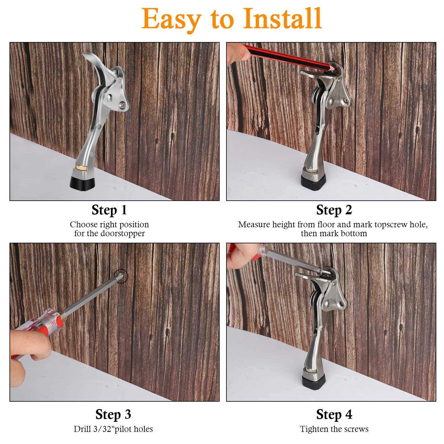 Gotega Door Stopper Kickdown Door Stop with One Touch Adjustable Height and Rubber Tip 4 Inches - Image 4